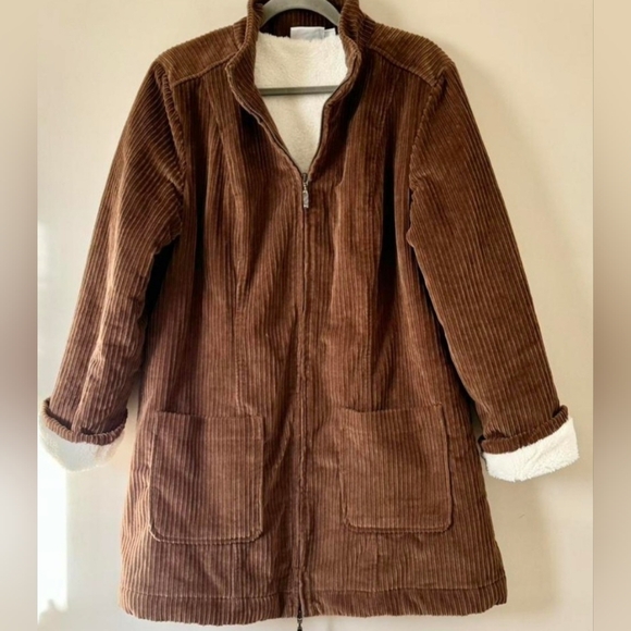 d&co Jackets & Blazers - D & CO Cozy Brown Corduroy Fleece Lined Jacket Size Medium